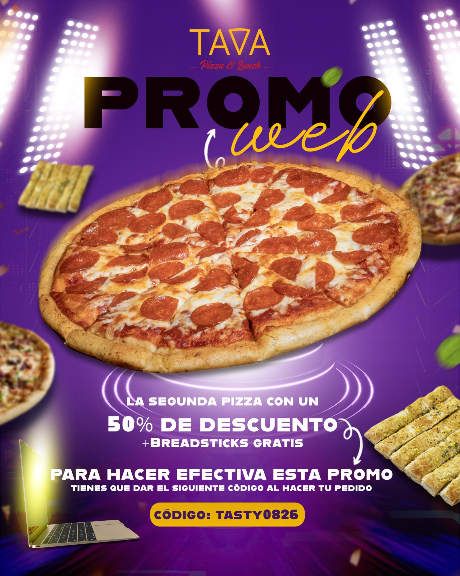 Pizza familiar TAVA servida para compartir..